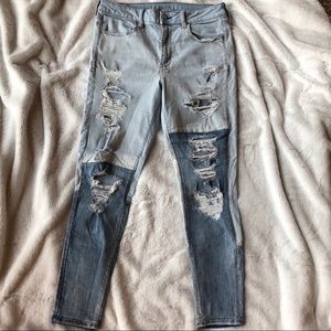 Distressed AE skinny jeans